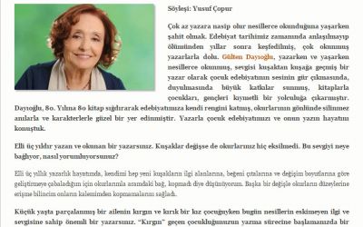 Gülten Dayıoğlu: “Çocuk Edebiyatı günümüzde nitelikten sapıp, nicelik rüzgârına kapılmış durumda”